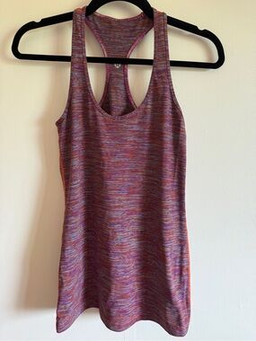 Lululemon Space Dye Racerback Workout Tank Top Pink Orange Stripe
